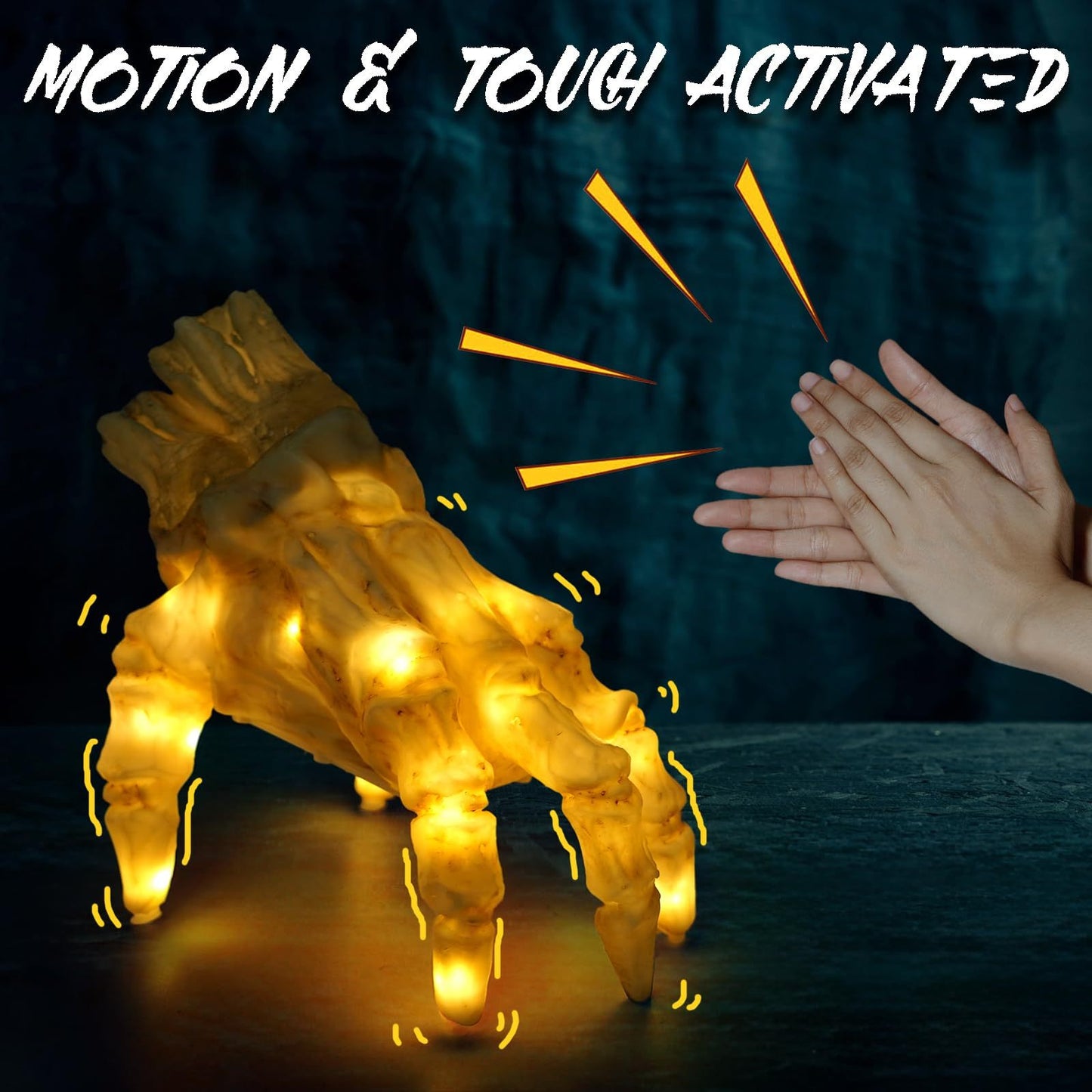️ Glowing Walking Zombie Hand – Sound & Touch Activated Halloween Prop