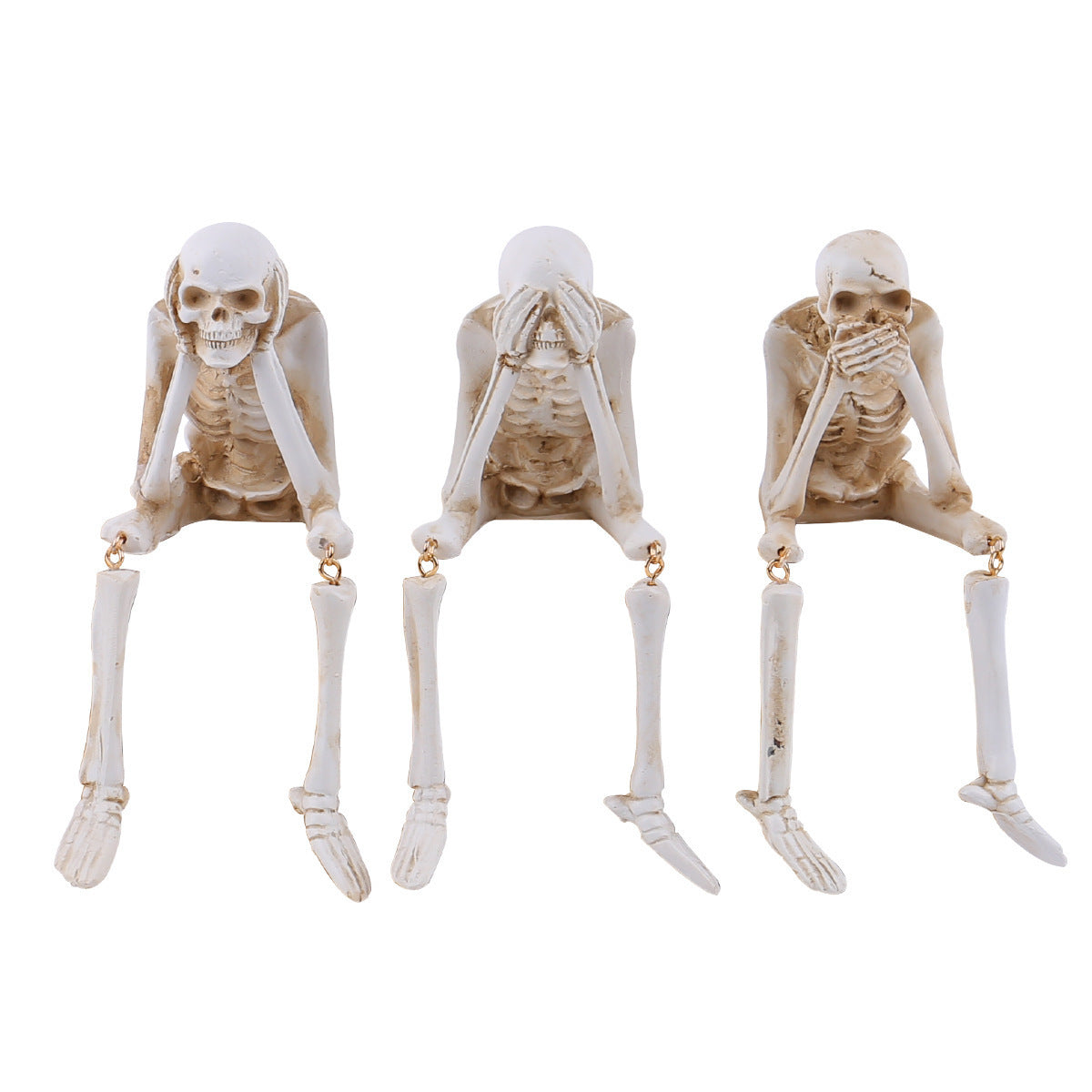 Halloween Resin Skeleton Ornament – Hear No Evil, See No Evil, Speak No Evil Decoration