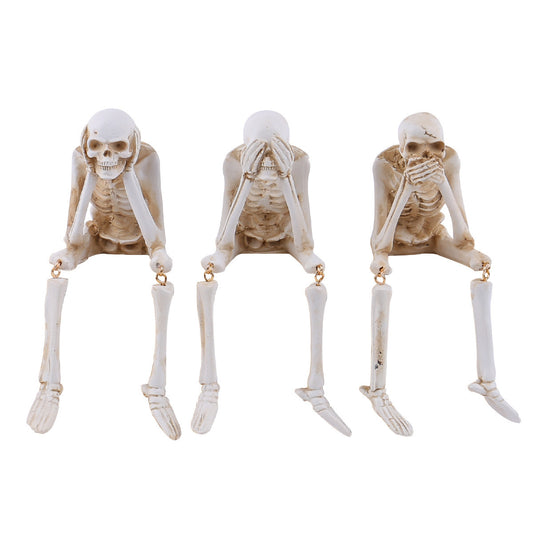 Halloween Resin Skeleton Ornament – Hear No Evil, See No Evil, Speak No Evil Decoration