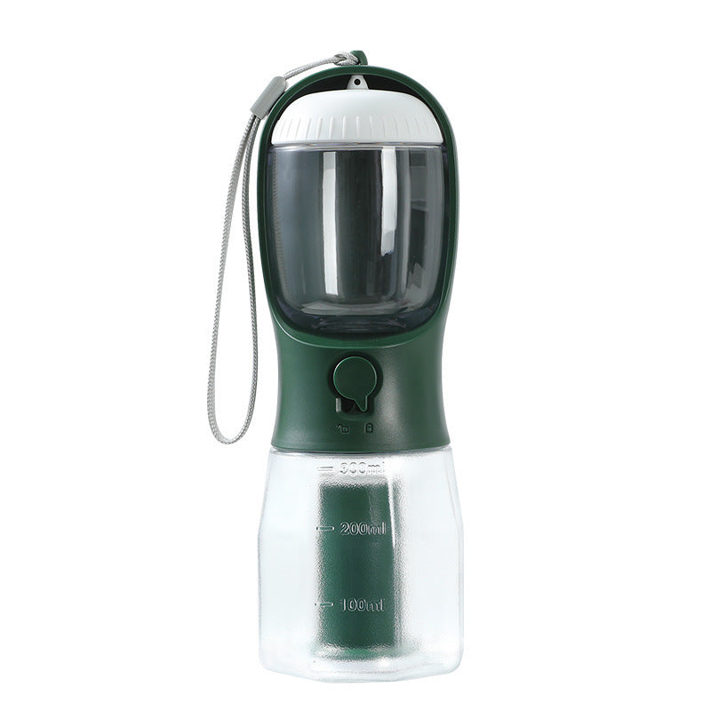 3-in-1 Pet Travel Water Bottle – Water, Food & Waste Bag Dispenser