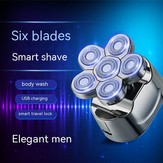 Professional Hair Clipper 6-in-1 Electric Trimmer Rechargeable Beard & Hair Cutting Machine LED Display Waterproof