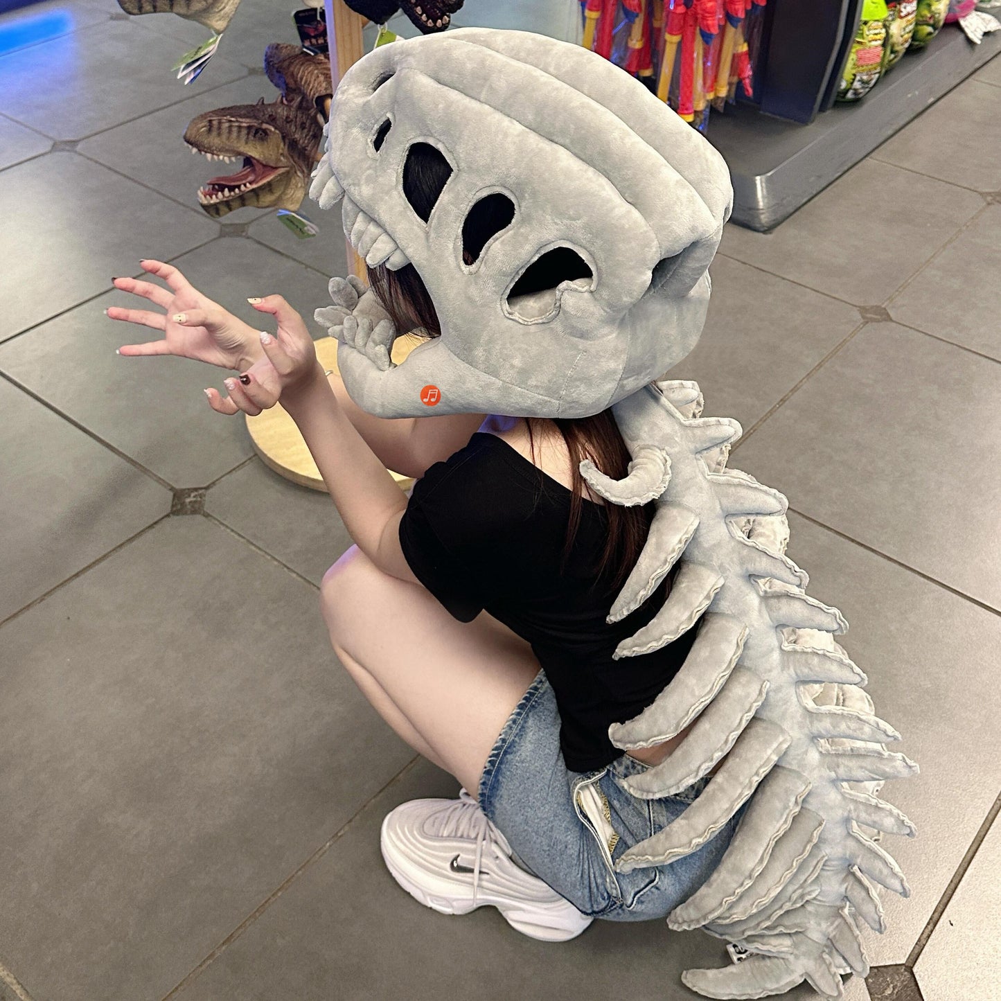 Dinosaur Skeleton Plush Headgear – Fun Cosplay for Kids & Adults ✨
