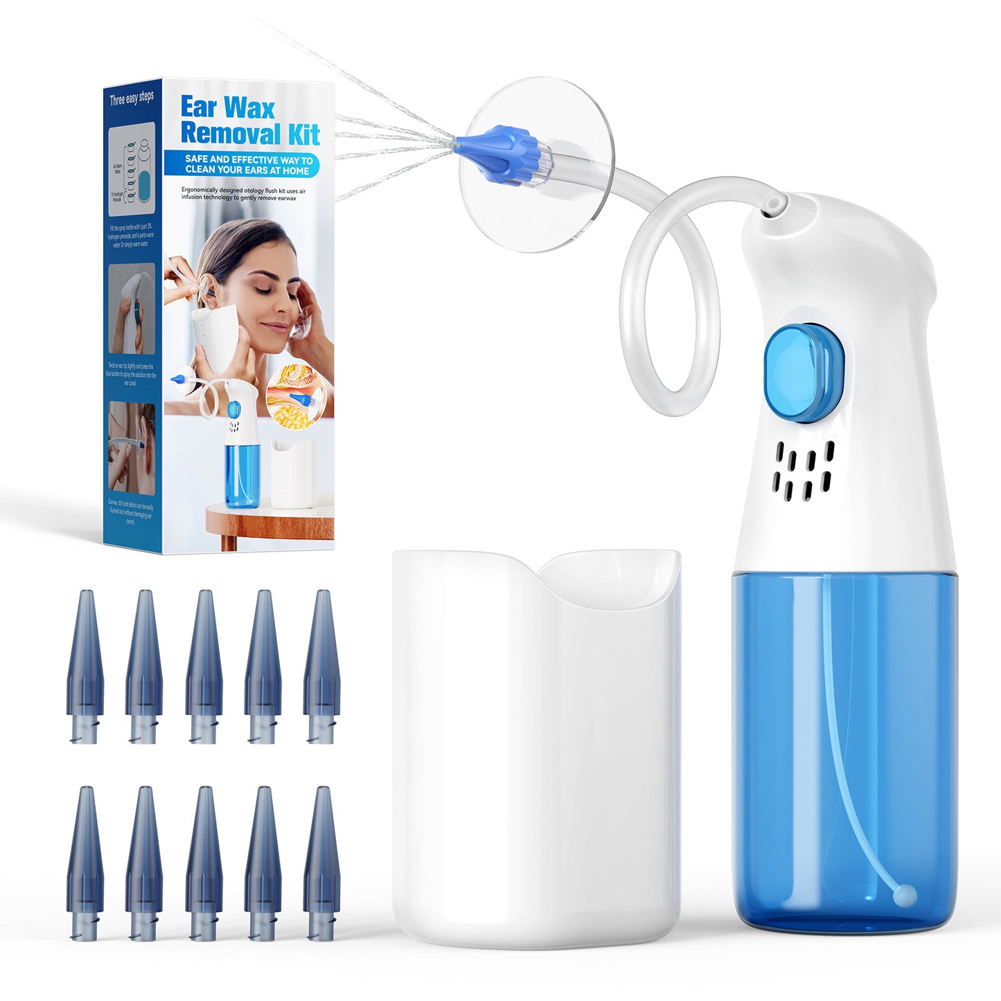 Electric Ear Cleaner E20 Ear Irrigation Kit Ear Wax Removal System with Multiple Nozzles Safe Ear Washing Device