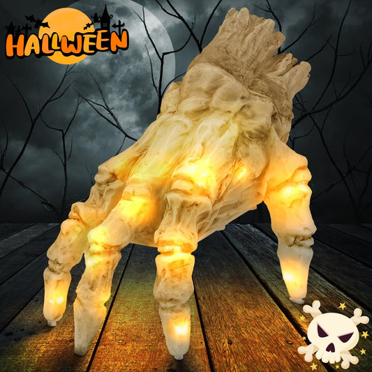️ Glowing Walking Zombie Hand – Sound & Touch Activated Halloween Prop