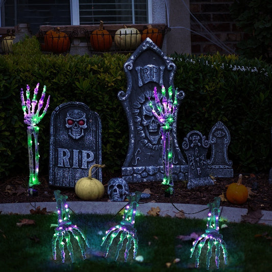 Solar Halloween Hand Bone Lights – Spooky Ground Plug Decoration (1 Drag 5 LED) ✨