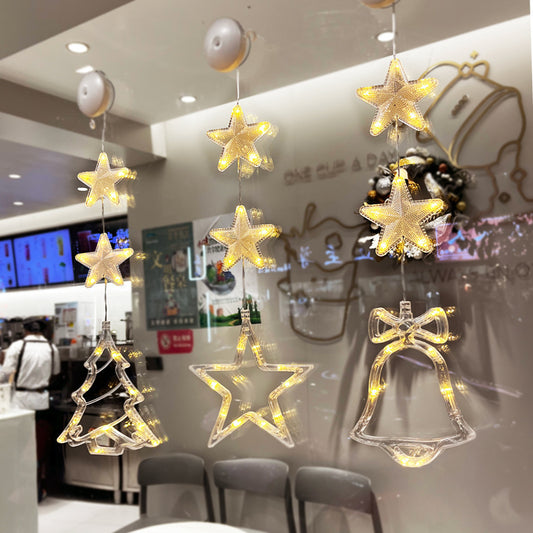 Christmas Window LED Lights with Suction Cup – Warm Glow Holiday Decor ✨