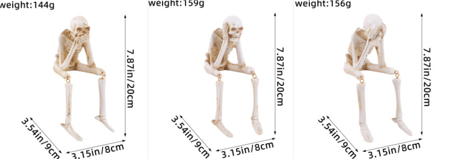 Halloween Resin Skeleton Ornament – Hear No Evil, See No Evil, Speak No Evil Decoration