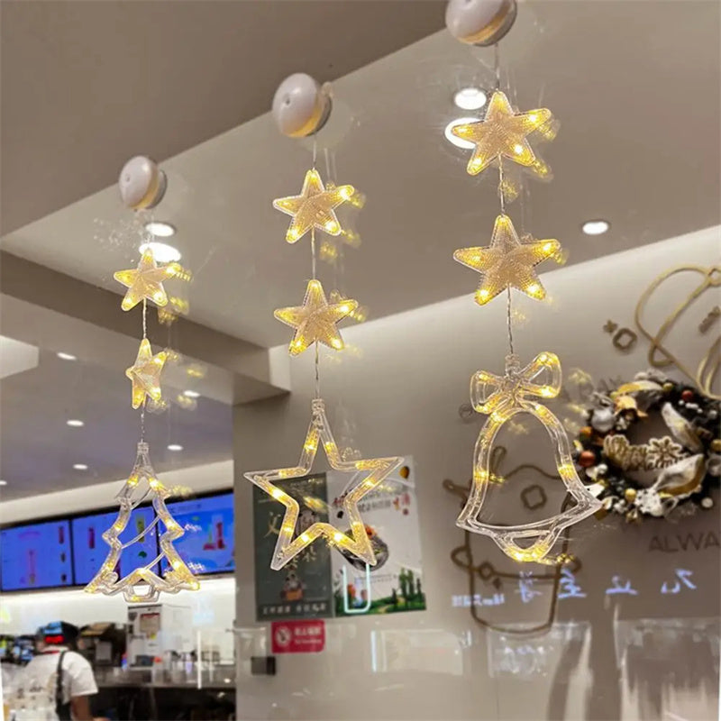 Christmas Window LED Lights with Suction Cup – Warm Glow Holiday Decor ✨