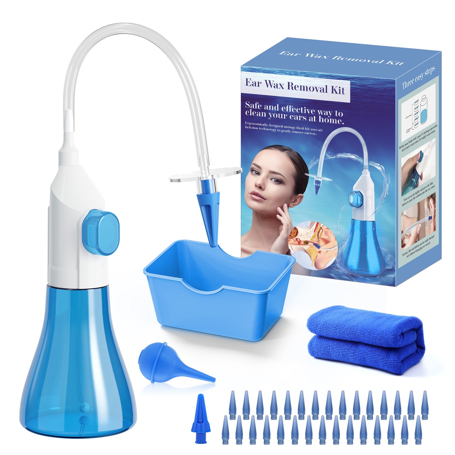 Electric Ear Cleaner E20 Ear Irrigation Kit Ear Wax Removal System with Multiple Nozzles Safe Ear Washing Device