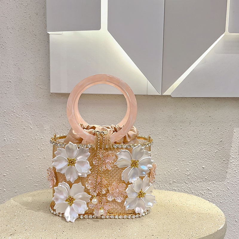 Retro Sunflower Birdcage Handmade Bucket Bag