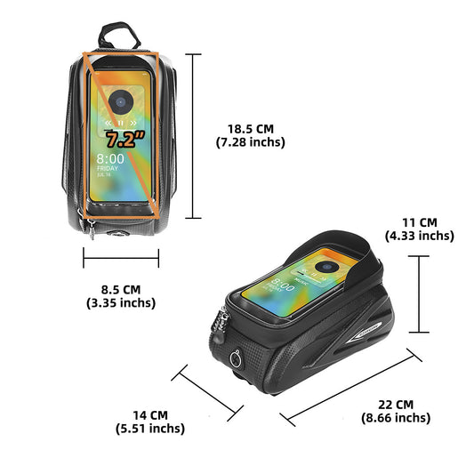Waterproof Bicycle Phone Bag with Touchscreen Window | 1.5L Storage Hard Shell Handlebar Bag